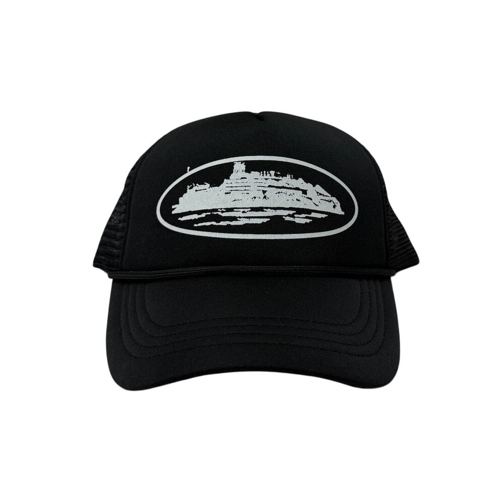 Corteiz Alcatraz Trucker Hat Black White